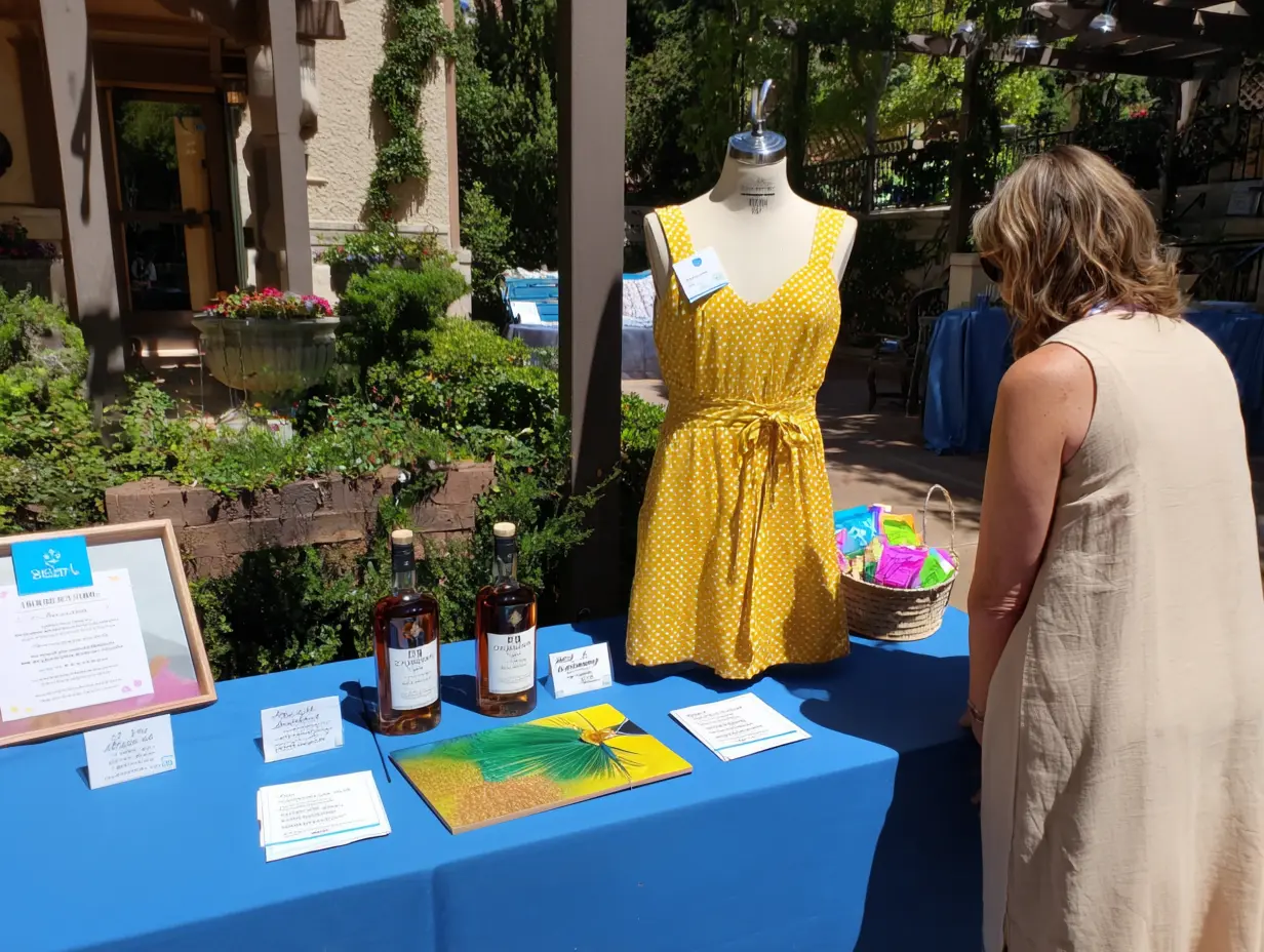 Items on display at a silent auction fundraiser